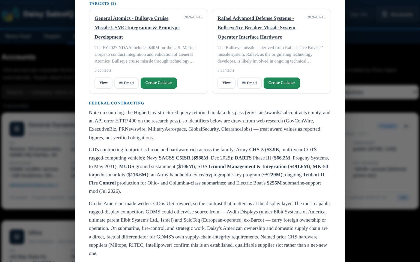 Targets inside an account profile